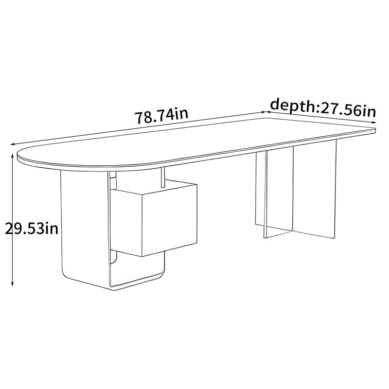 Bureau moderne de style luxueux, 29.53" H x 78.74" W x 27.56" D