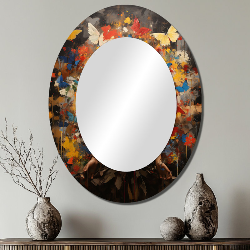 Miroir mural moderne jaune hippie Renaissance Botanicals I - Jaune, 40 po x 30 po