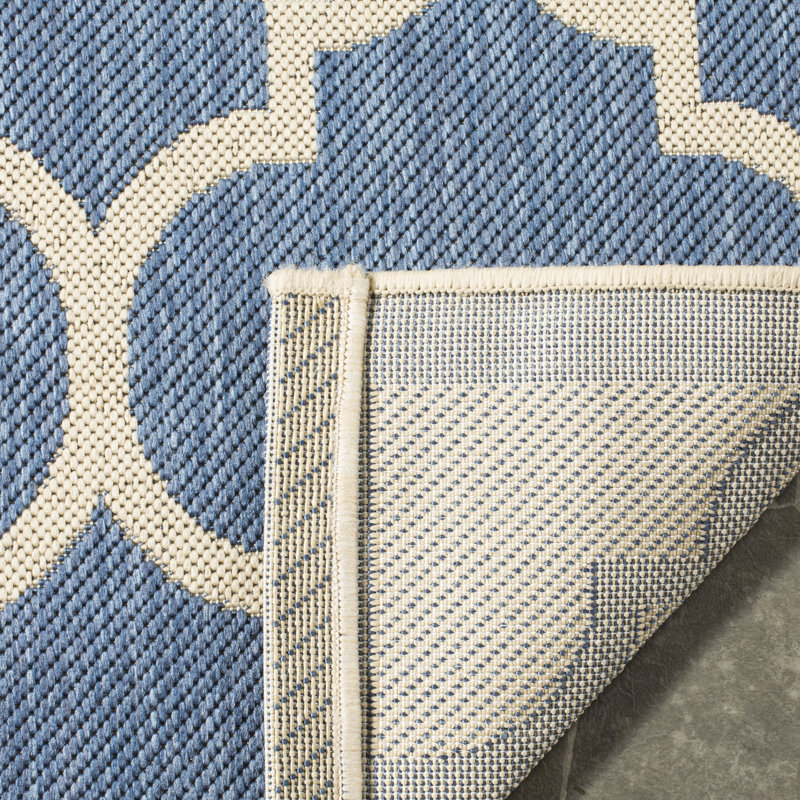 Katz Hand Hooked Navy/Beige Indoor/Outdoor Rug, Rectangle 201 x 290 cm