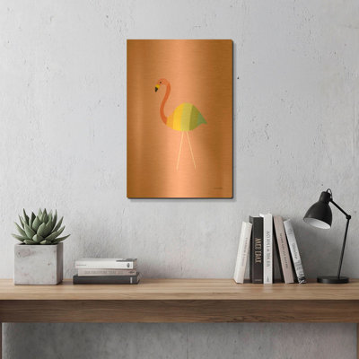 «Flamingo Colors» par Ann Kelle, art mural en métal doré, 16 po x 24 po