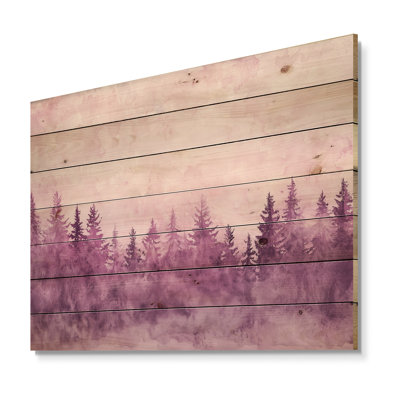 Sentier de la forêt de lavande II - paysage traditionnel en bois, décoration murale sur bois de pin naturel