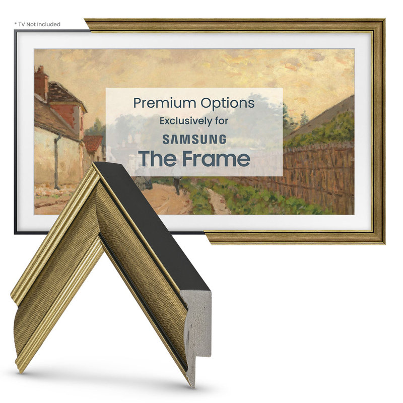 Slim Industrial Deco TV Frame For Samsung Frame TV and Frame Pro, 65", Brass