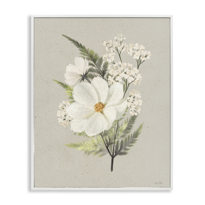 Fleurs en papier giclée encadrée, design par House Fenway, H 30 po x l 24 po, Giclée encadrée blanc bord de mer