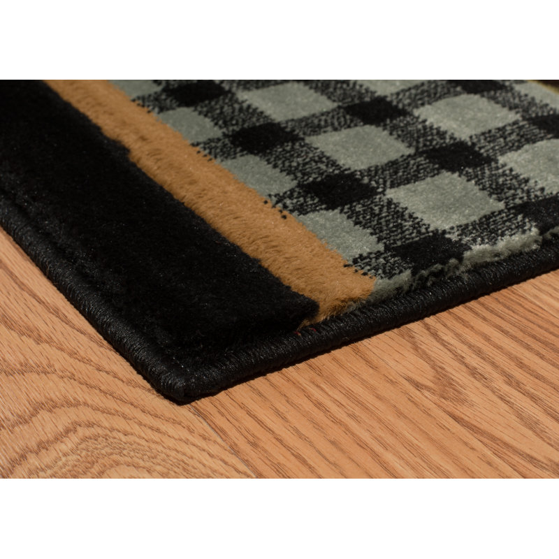 Tapis gris / noir Johnson, Rectangle 1 pi 10 po x 3 pi