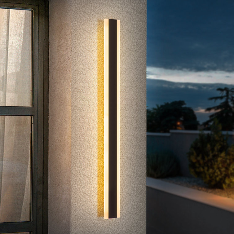 Barde Slender Sideway Outdoor Hardwired Bar Wall Sconce with LED Light Source