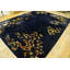 Antique Deep Navy Blue Color Floral Chinese Art Deco Rug