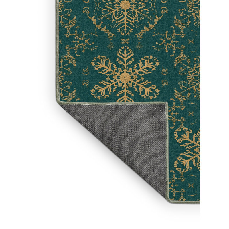 Soft Plush Eslinger Christmas Modern & Contemporary Abstract Area Rug in Blue – SageGreen Binding, 4x6