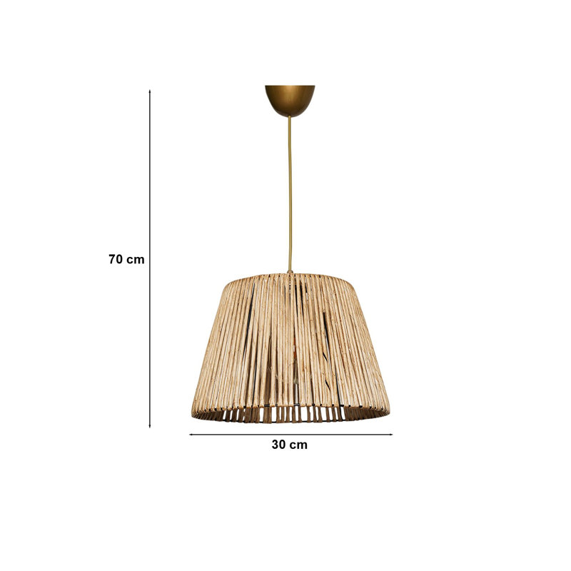 Élégant lustre bohémien de style scandinave rustique, 11,8 pouces de diamètre x 27,6 pouces de hauteur | Corps en plastique durable, douille E27 (40 W maximum) | Parfait pour le salon, la chambre à coucher et les espaces repas, finition de couleur naturelle