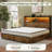 Queen Size Bed Frame with 6 Drawers & Storage Headboard, Platform Bed with Led Lights & Charging Station, Brown-1827813053-1827813042