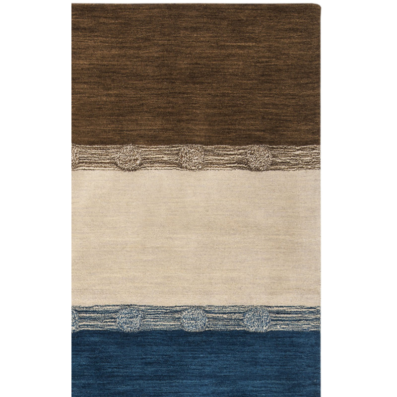 Tiernan Hand Loomed Wool Striped Rug, Square 6'