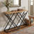 55" Industrial Console Table, Sturdy Solid Rust-Proof Metal Frame & Spacious Multi-Zone Storage Spaces, Scratch-Resistant Waterproof Finish, Fits Entryway, Living Room