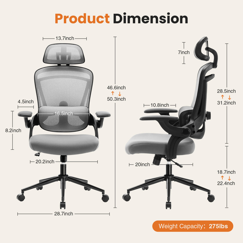 Desk and Chair Set: L-Shaped Computer Desk and Mesh Office Chair, Grey Chair/Grey Desk