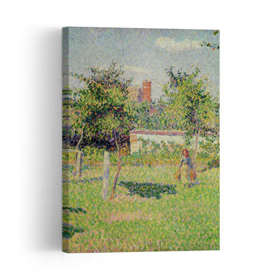 Woman In The Meadow At Eragny, Spring, 1887 Impressionist Abstract Contemporary Landscape Tree Wall Art Print