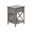 Grey Veneer Accent Table With 2 Tier Storage And For Bedroom Living Room Decoration End In Veneer, Drawer Shelf