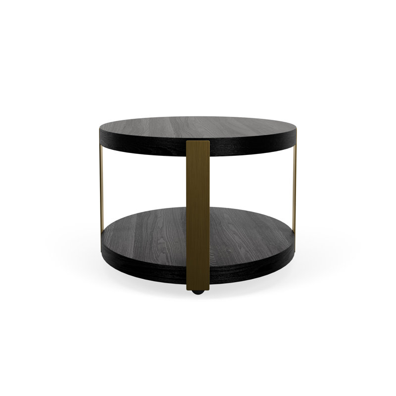Table basse ovale en chêne et en métal