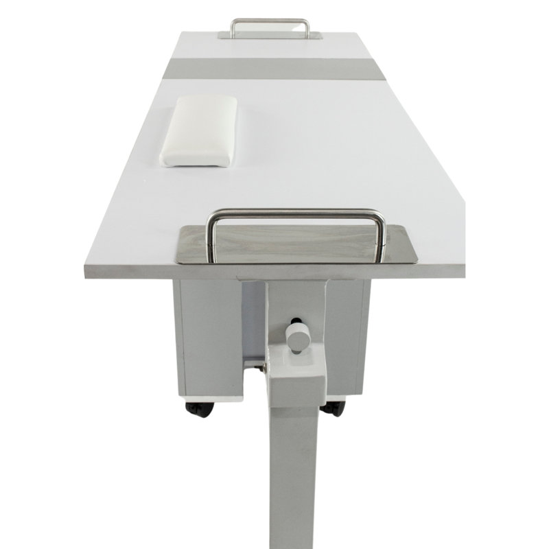 Jalaina Metal Base Credenza Desk, White Gray