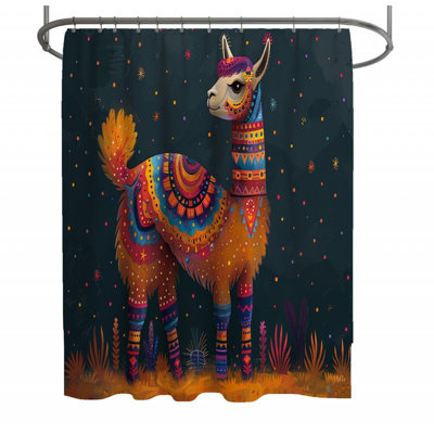 12121_ Rideau de douche décoratif lama - Décoration de salle de bain animal