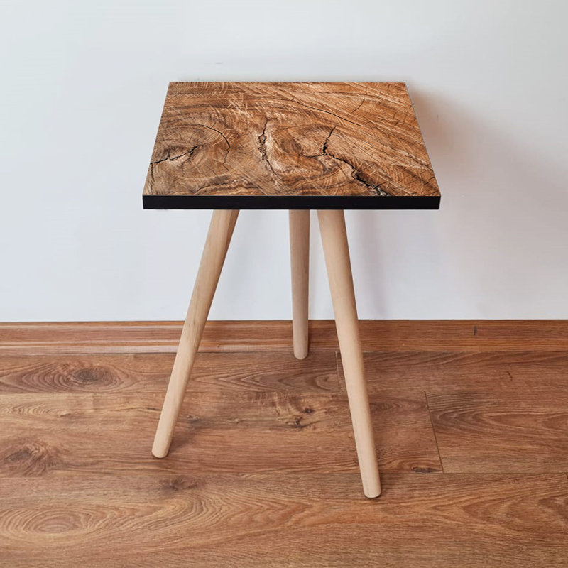 Table d'appoint moderne avec pieds en bois de hêtre, brun et noir, 13,8 po x 16,5 po x 13,8 po | 100% panneau de fibres à densité moyenne, épaisseur: 0,7 pouce | Design scandinave élégant, parfait pour le salon et la chambre à coucher, fonctionnel et élégant