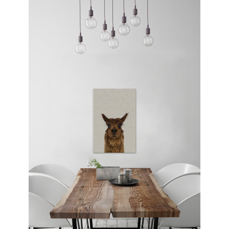 « staring llama ii », art sur toile, H 12 po x l 8 po x P 1,5 po