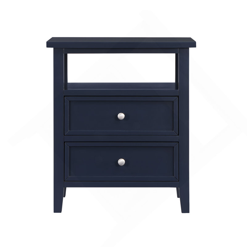 Table de chevet 2 tiroirs Weston Midnight Blue, Bleu très foncé