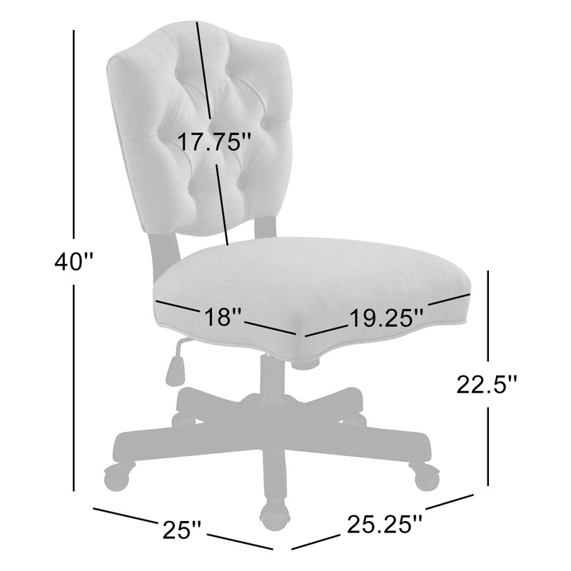Asfia Adjustable Swivel Tufted Upholstered Task Chair, White