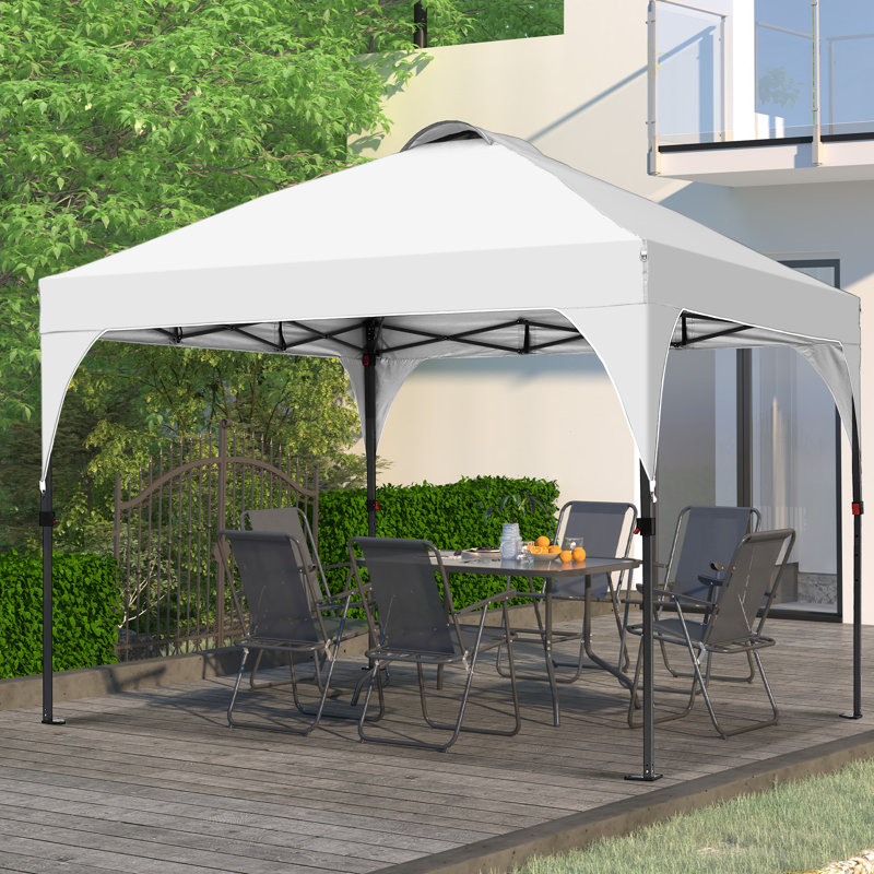 Abri de patio en acier 8 x 8 pi, Blanc / Blanc