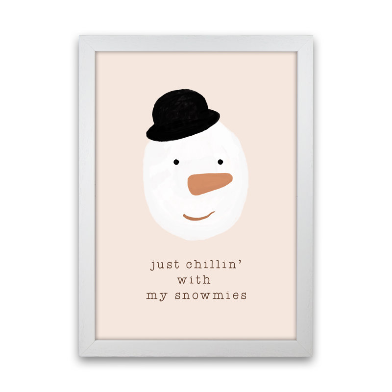 Chilling With My Snowmies By Orara - Print, 46cm H x 34cm W x 3cm D, White Framed