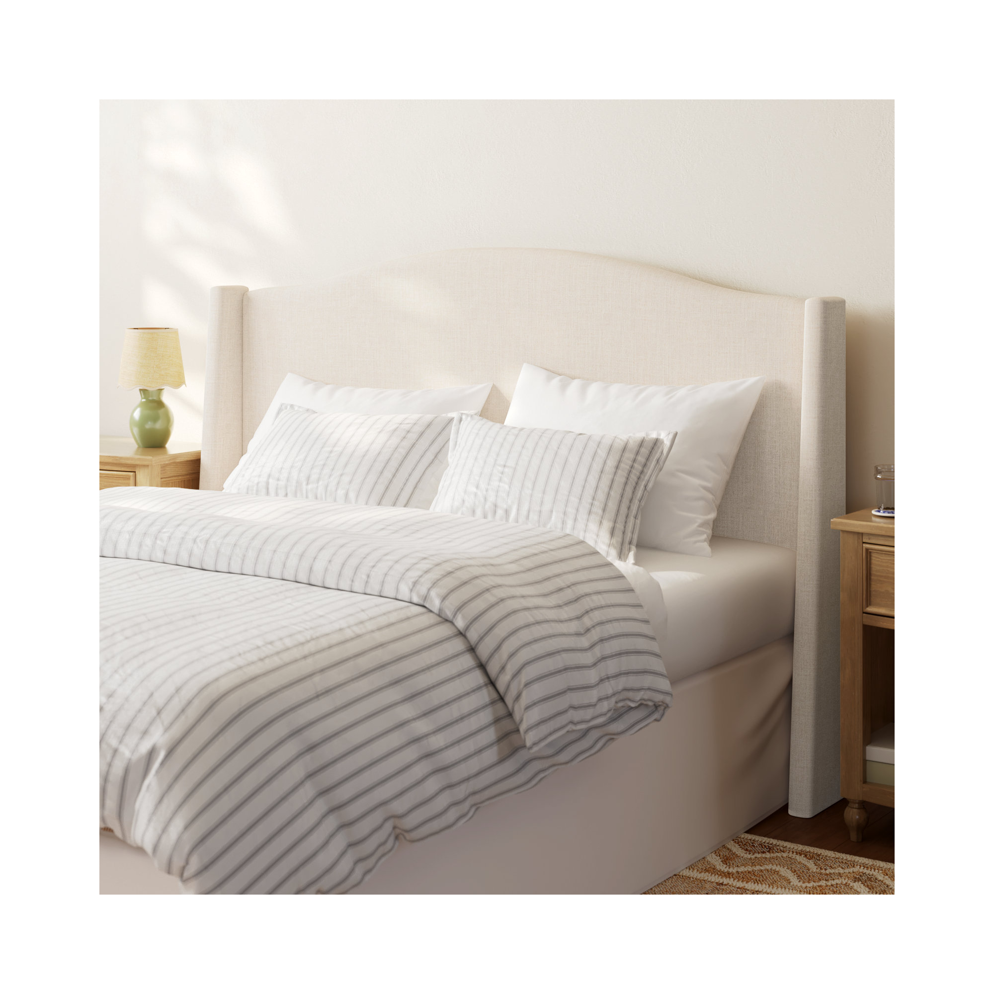 Byrd Upholstered Wingback Headboard, King, Classic Talc Linen