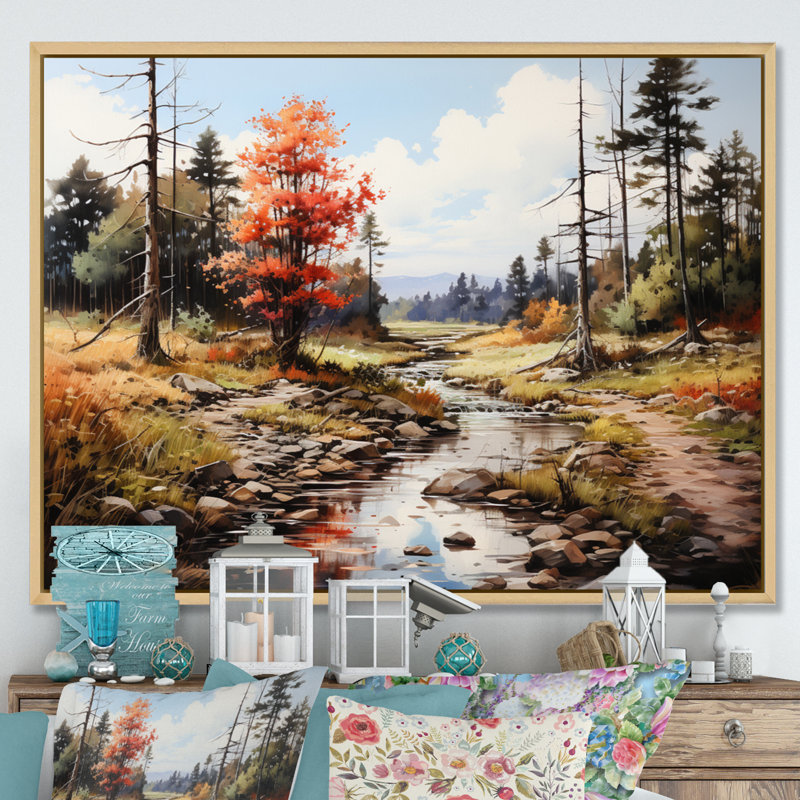 " Forest Adirondack Mountains ", H 16 po x l 32 po x P 1 po, Cadre naturel flottant