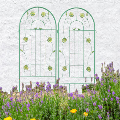Treillis de jardin en métal antirouille 71 po x 19,7 po (lot de 4), pour plantes grimpantes d'extérieur, support à fleurs - Montage facile, fabrication en fer robuste, lot de 4, 19,7 po, pour plantes grimpantes, montage facile.
