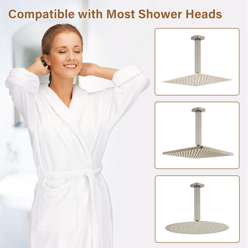 8-Inch Brushed Nickel Square Ceiling Mounted Shower Arm