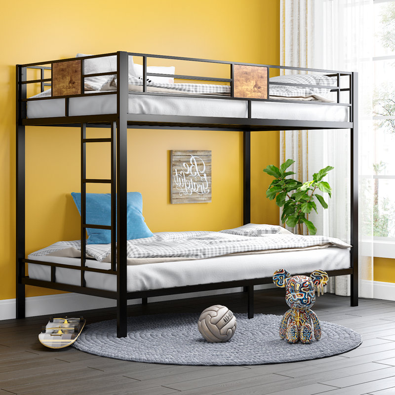 Kauffman Kids Twin Platforms Loft Bed and Bunk Metal Bed Frame, Walnut