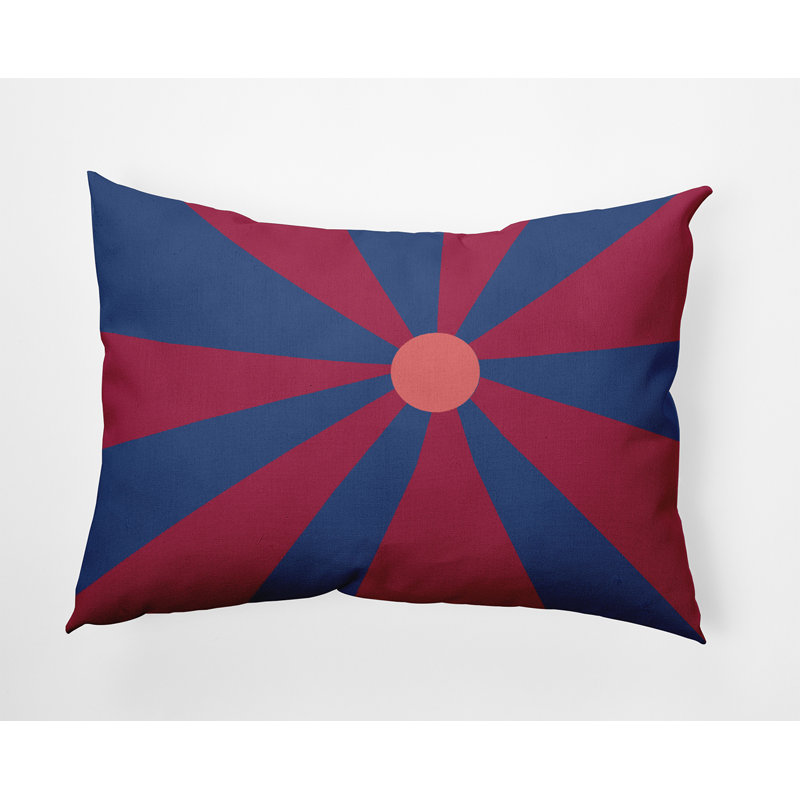 Reversible Throw Pillow, Red/Royal Blue Geometric
