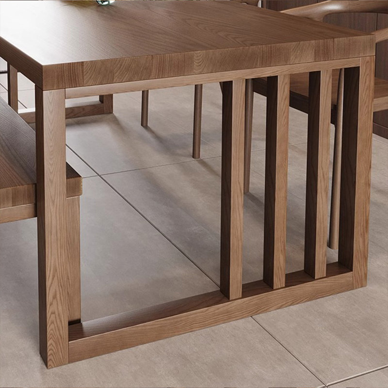 Simple Rectangular Brown Solid Wood Dining Table, 29.5"H x 70.8"L x 31.5"W