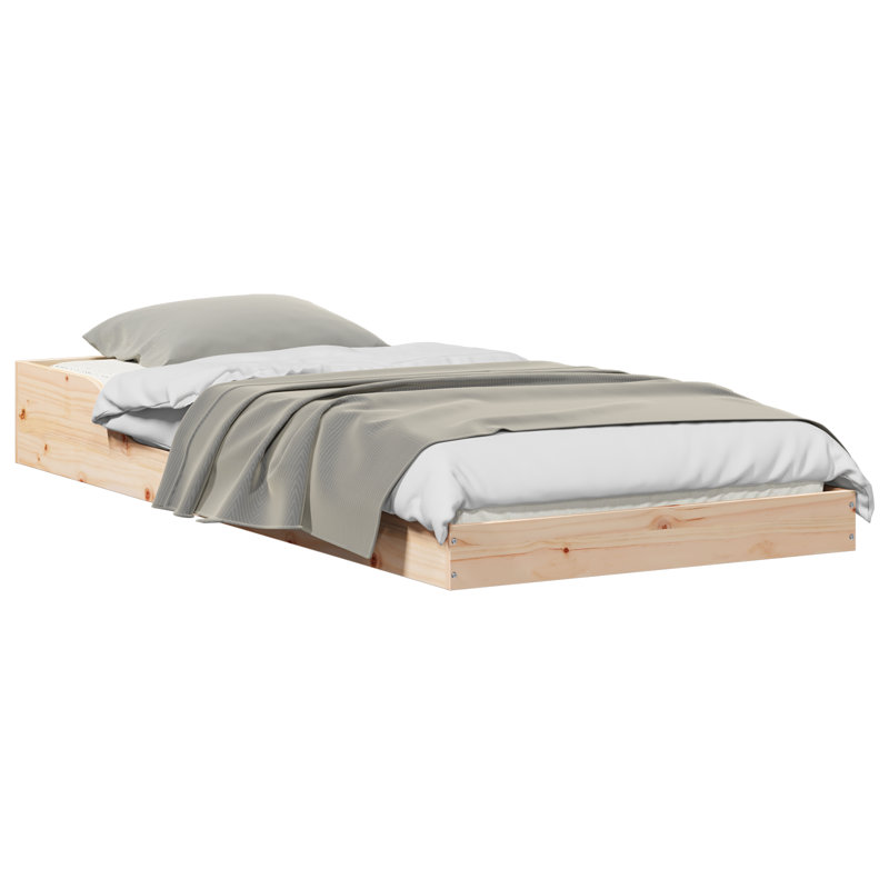 Bed Frame Solid Pine Wood, Brown, Single (3')