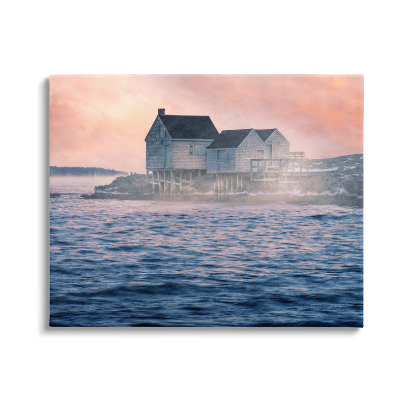Coastal Cottage Seaside Ocean Waves Canvas Print, 20 x 16