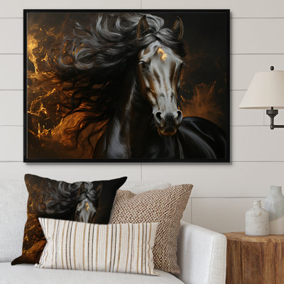 «Black Yellow Horse Vibrant Gold Equine II», reproduction d'art sur toile