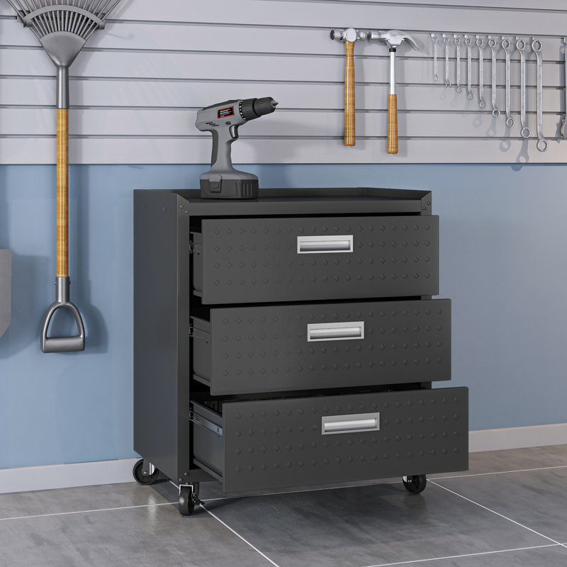 Coffre-fort de garage en métal texturé 31,5 po Fortress, Gris anthracite