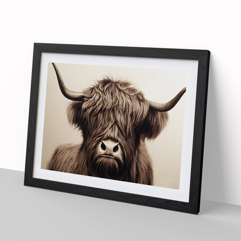 Highland Cow View Vol.1 - Framed Print, Black, 25cm H x 34cm W x 2cm D