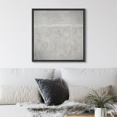 «Geometric Grey White Stripe Landscape Abstract Shapes Modern Art Décoration Contemporary Minimal», reproduction d'art sur toile
