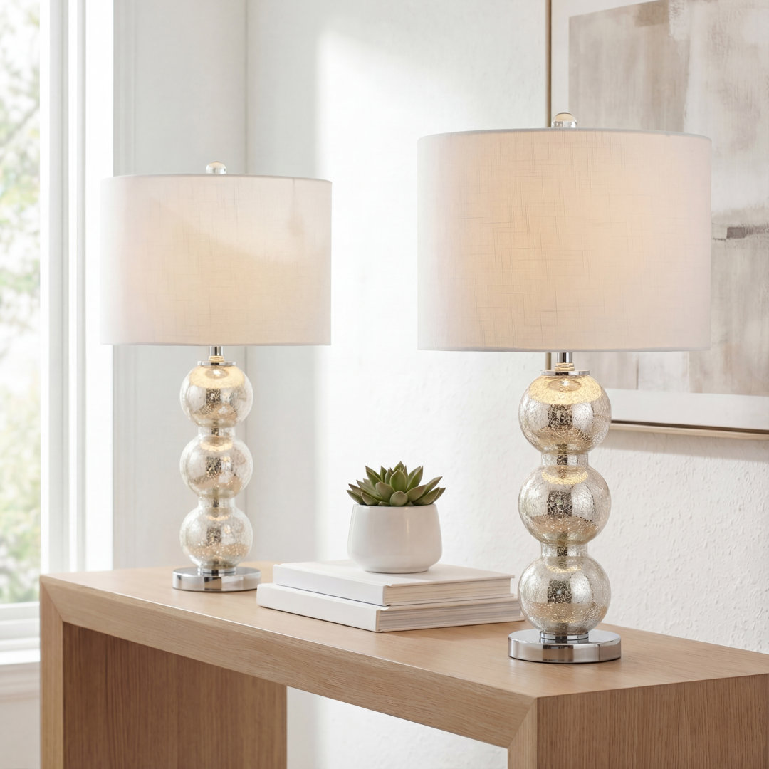 Leaver Glass Table Lamp (Set of 2) Dakota Fields Base 