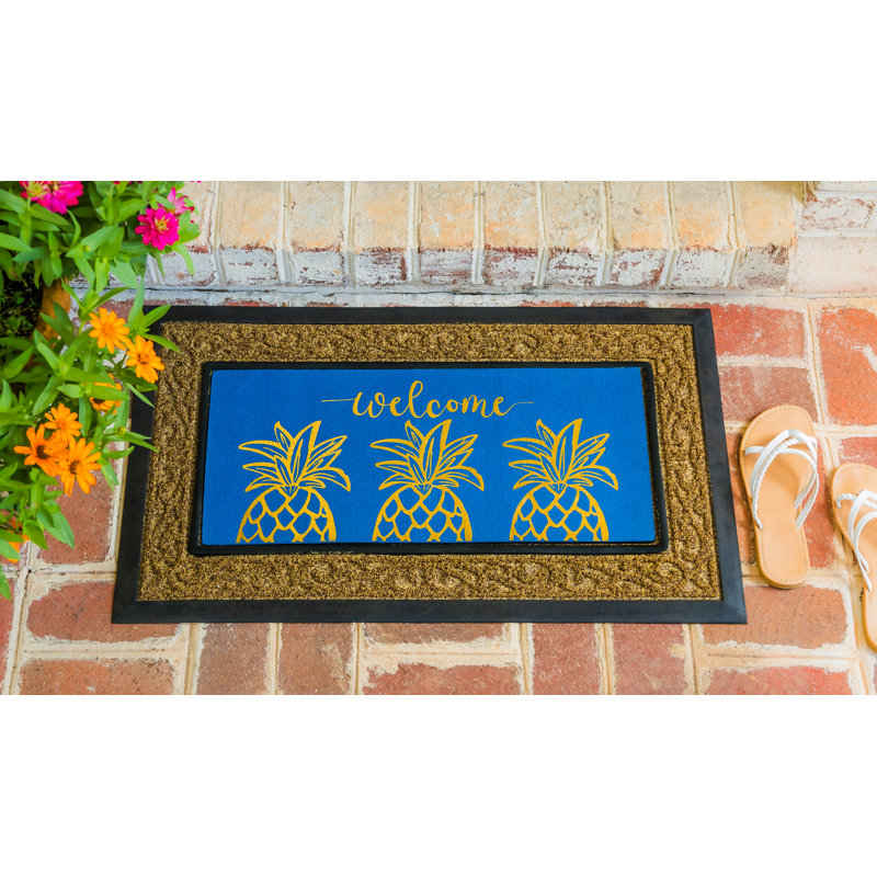 Tapis d'extérieur antidérapant Summer Gold Pineapple Welcome Sassafras Switch 22 po x 10 po