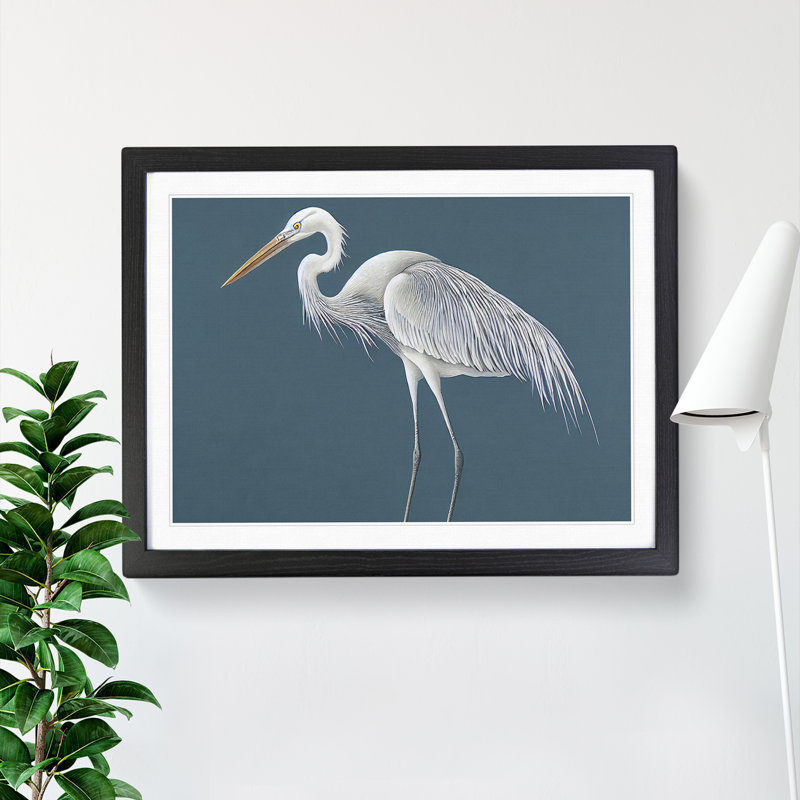 XH1022-1621X Boundless Heron Bird - Single Picture Frame Painting, Black Framed, 46cm H x 64cm W x 2cm D