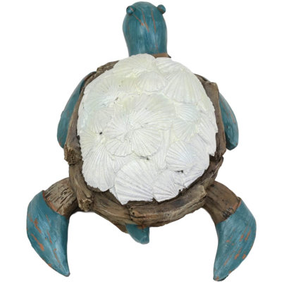 Tortue de mer avec coquille d’océan en résine décorative arrière Bellefontaine