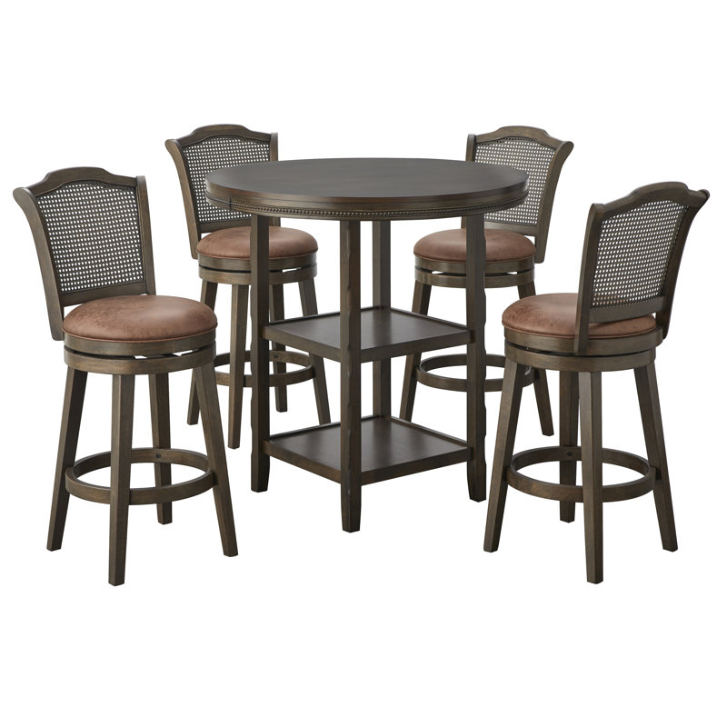 Dealtae Pub Set, 5 Pieces: Table, 4 Chairs