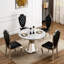 Round Faux Marble Dining Table, Modern and Elegant Design for Kitchen and Dining Room, High Gloss and Durable