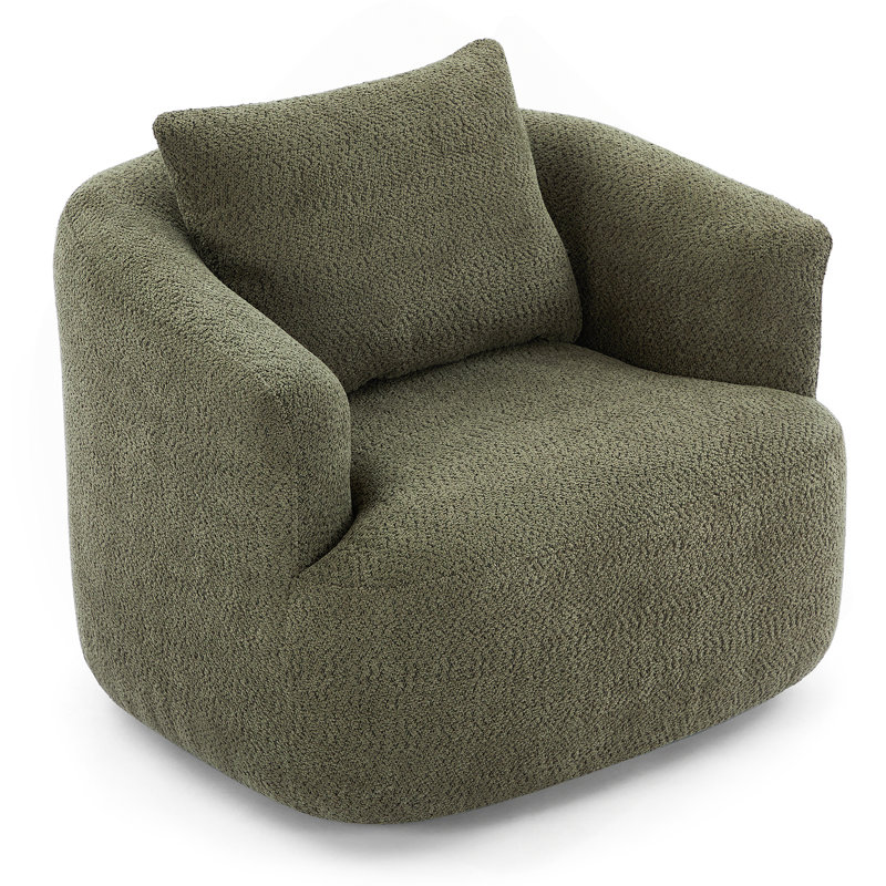 360° Swivel Chair, 38.2" Accent Chair Sofa, Upholstered Swivel Barrel Sofa Chair With A Throw Pillow For Living Room, Bedroom, Office And Hotel