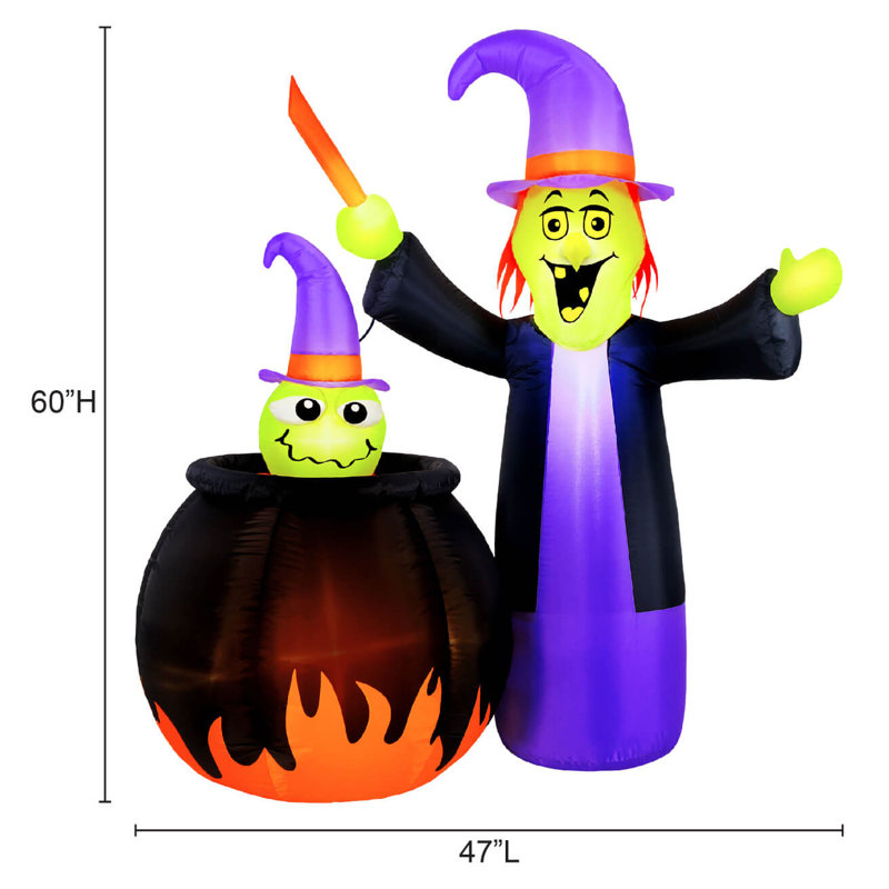The Holiday Aisle® Halloween 5 Foot Inflatable Animated Witch With ...