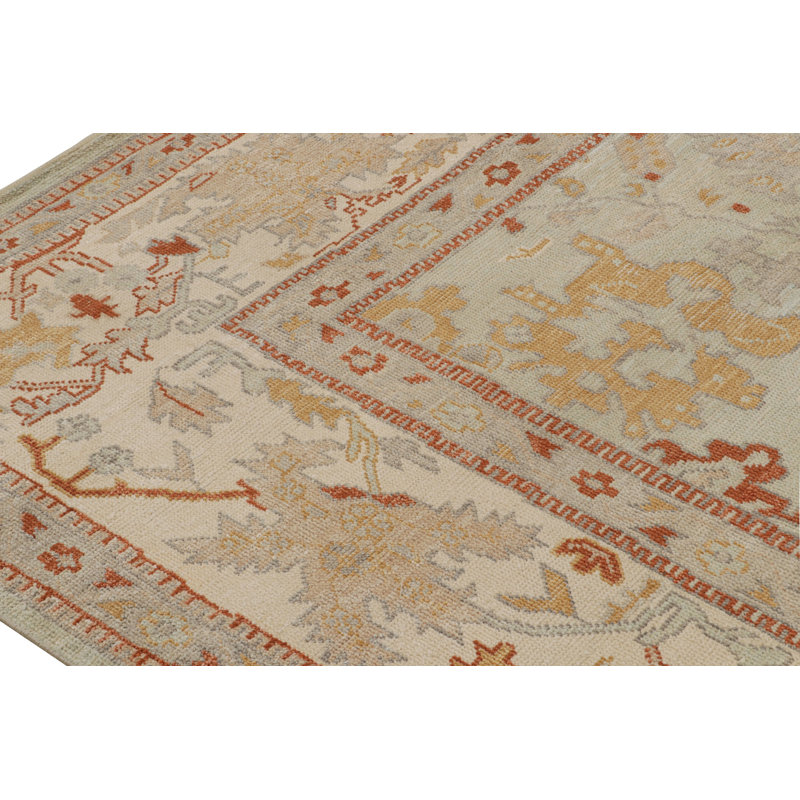 Oushak Hand Knotted Floral Area Rug, Rectangle 6' x 9'