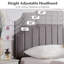 Lit simple avec tête de lit capitonnée réglable, lit plateforme, sommier à ressorts, aucun sommier requis-1819051353-1819051357